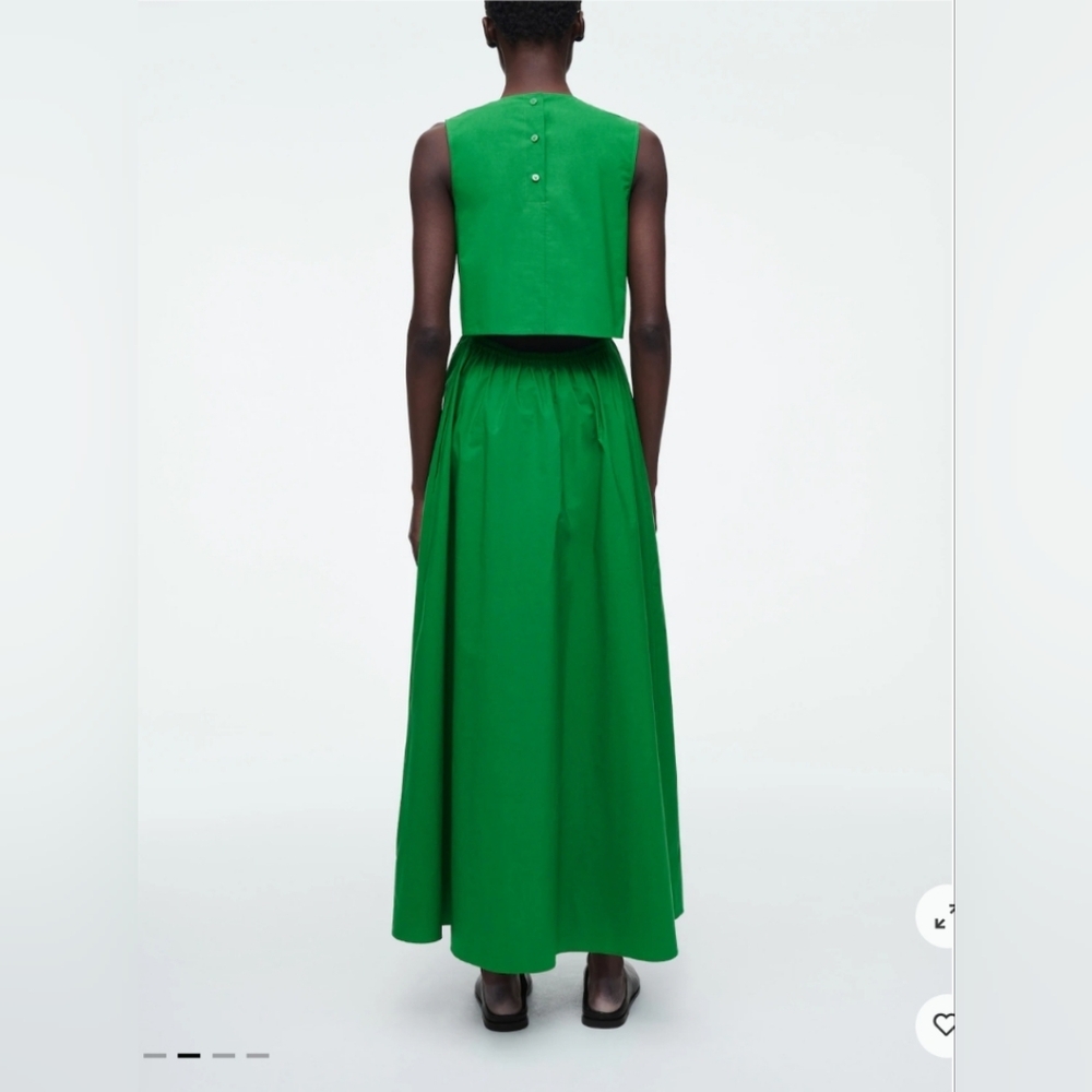 NWT COS OPEN-BACK COTTON MAXI DRESS Green Sz 2 - Picture 3 of 6